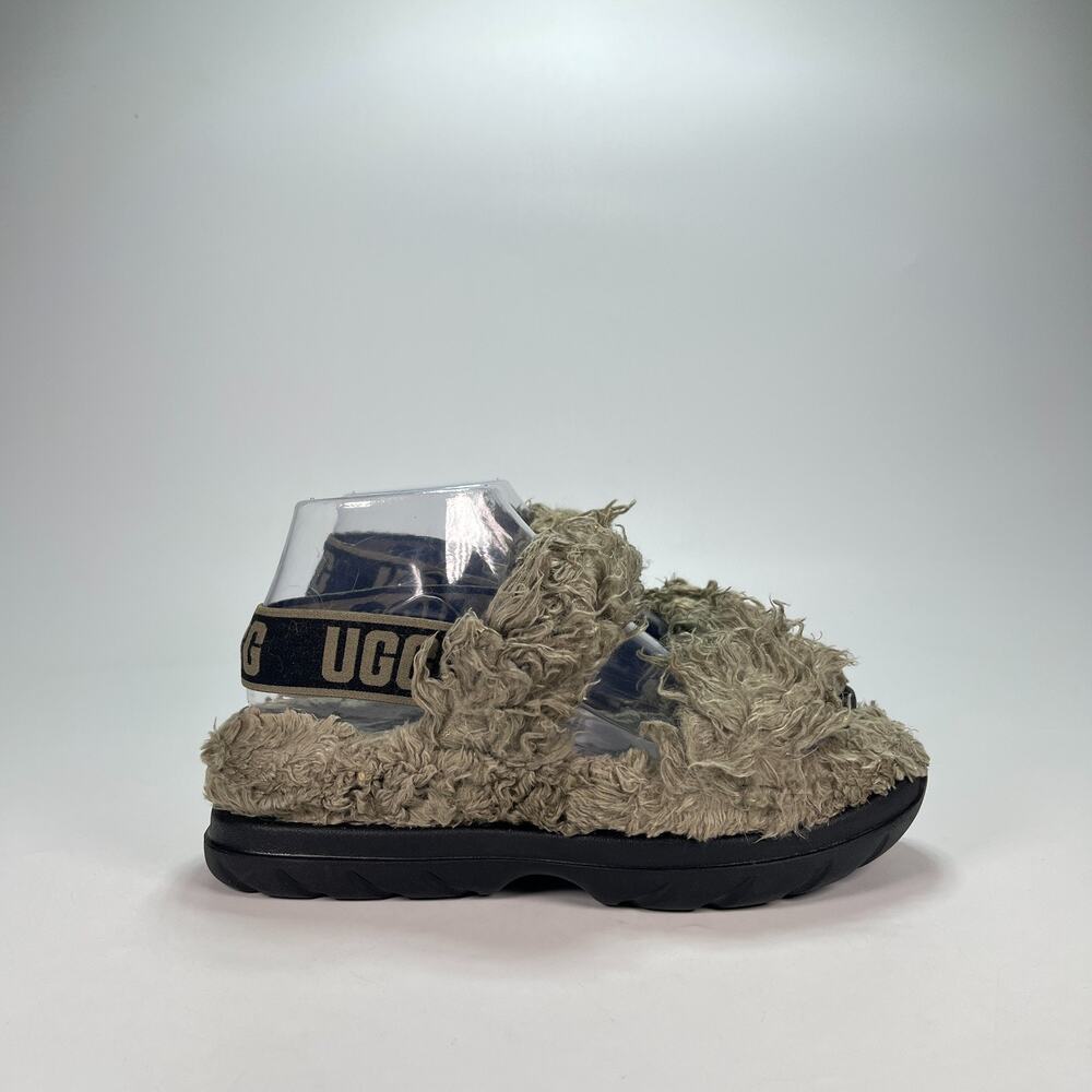 UGG Fluff Sugar Burnt Olive Elastic Slingback Sandals 1119999 Women's Size 7